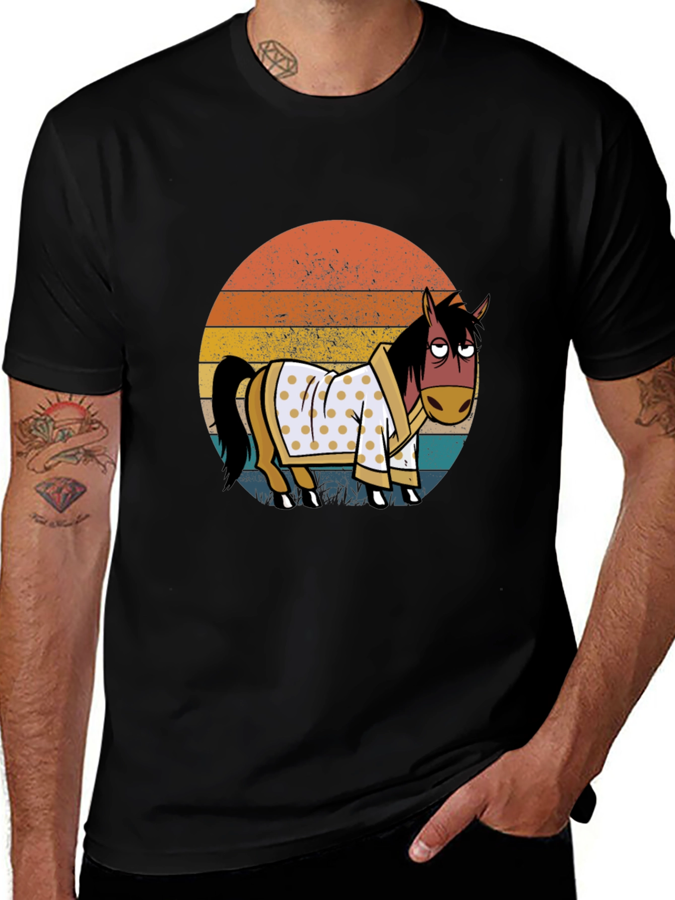 Retro Horse in Robe Graphic T-Shirt