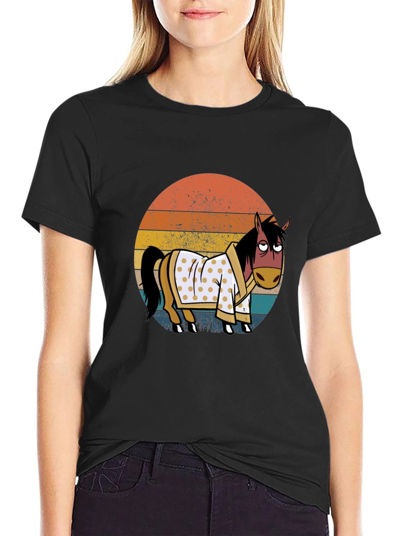 Retro Horse in Robe Graphic T-Shirt