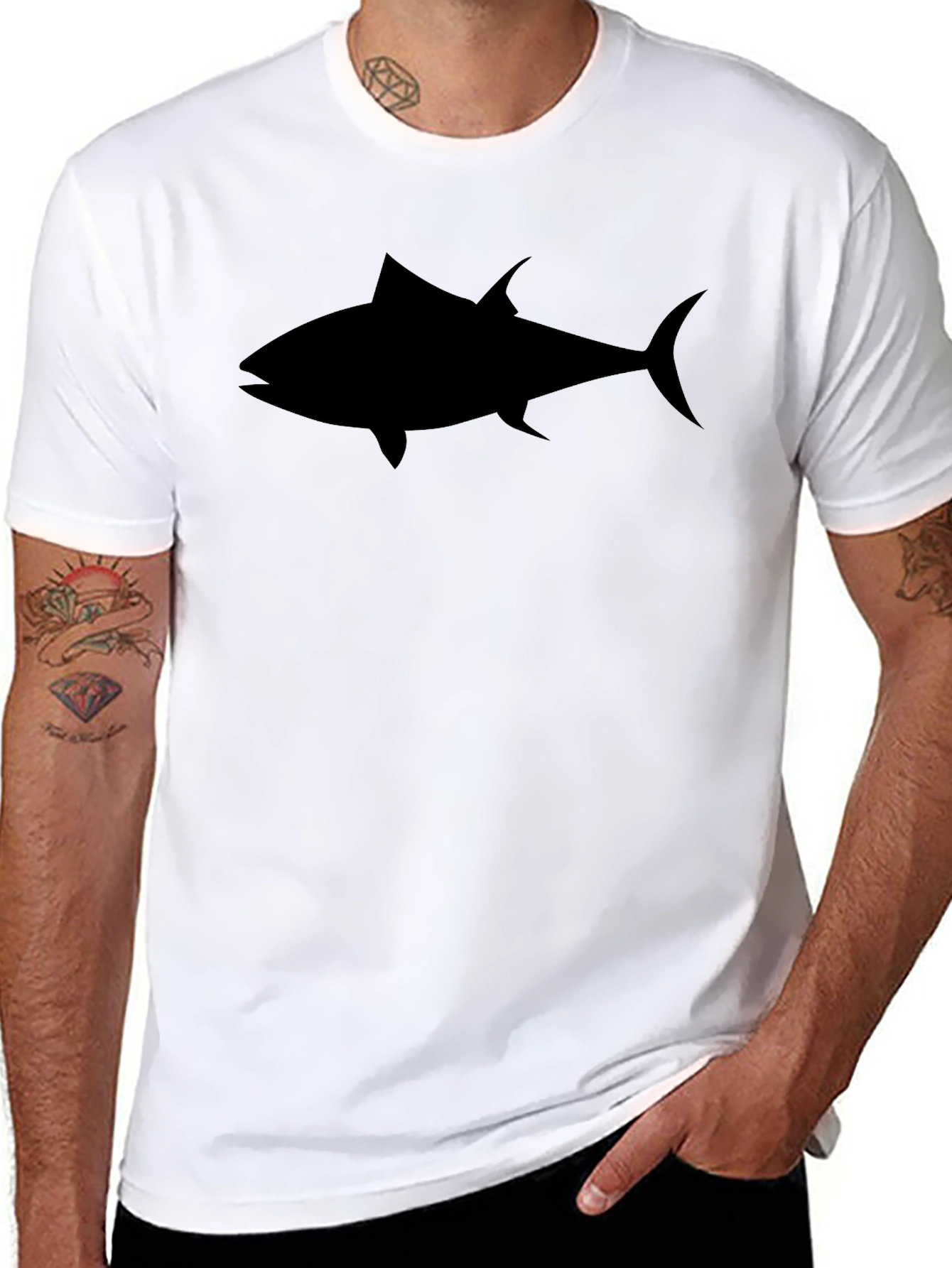 Mens Black Tuna Graphic Tee - Casual Style