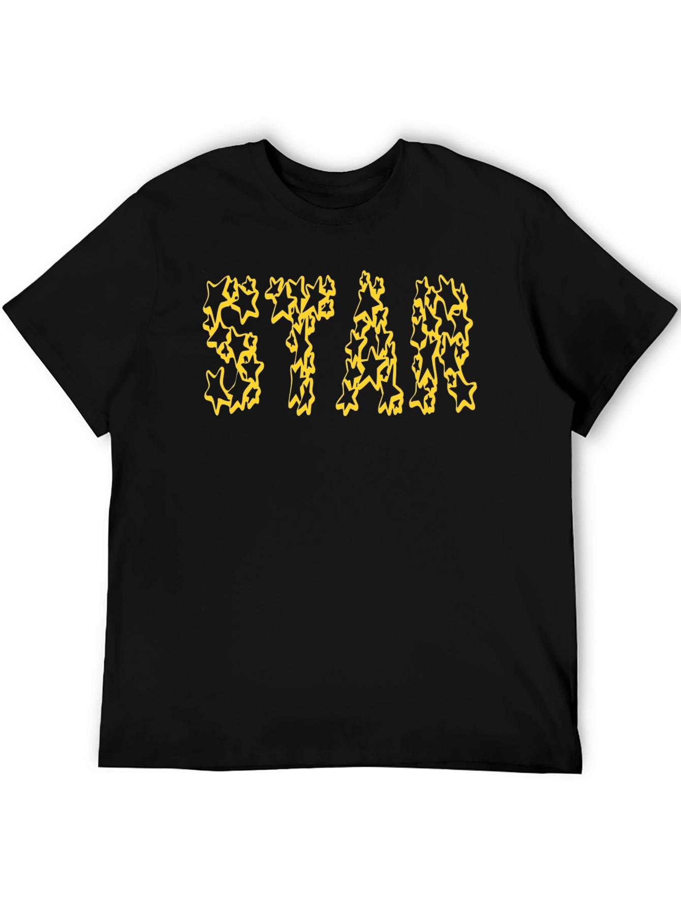 Star Graphic Tee - Black Cotton Casual Shirt
