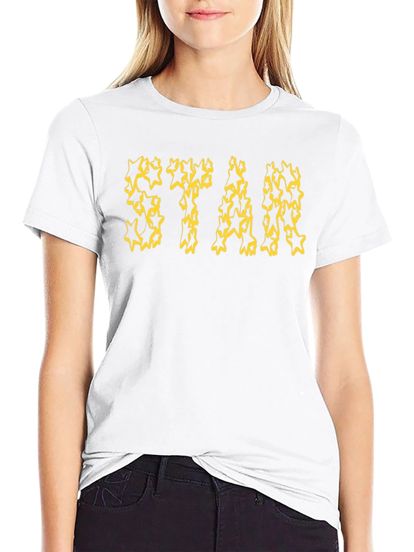 Star Graphic Tee - Black Cotton Casual Shirt