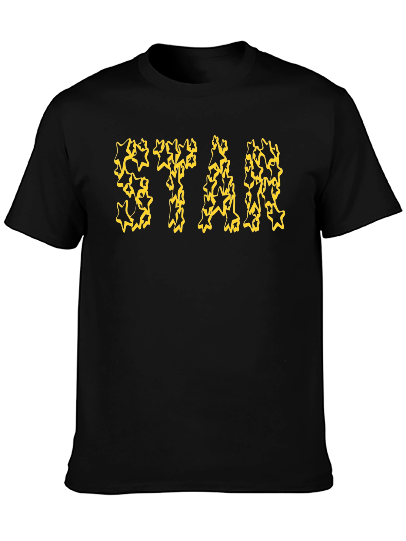 Star Graphic Tee - Black Cotton Casual Shirt