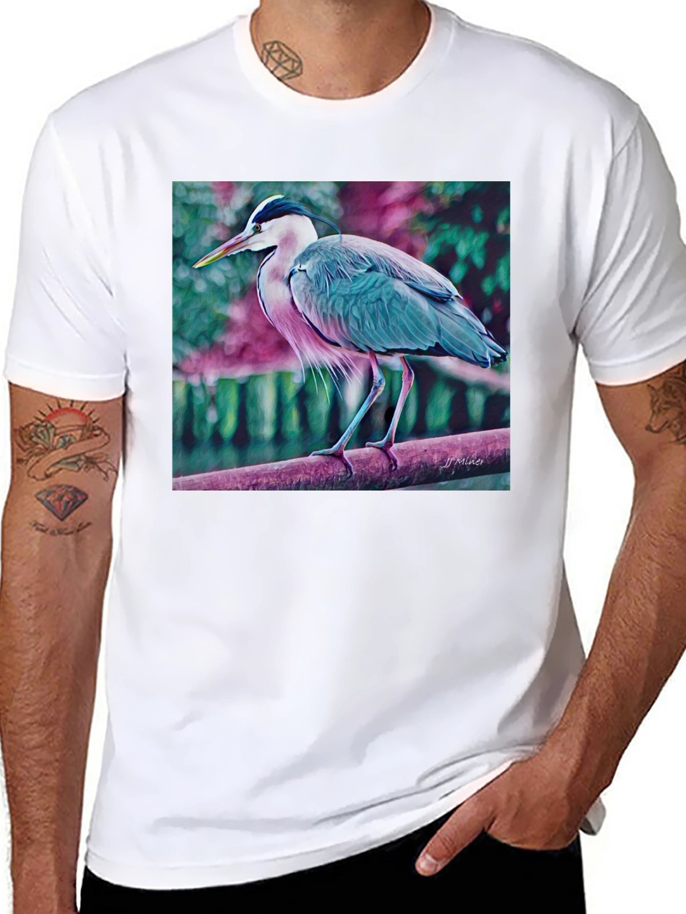 Heron Graphic T-Shirt - Nature Inspired Tee