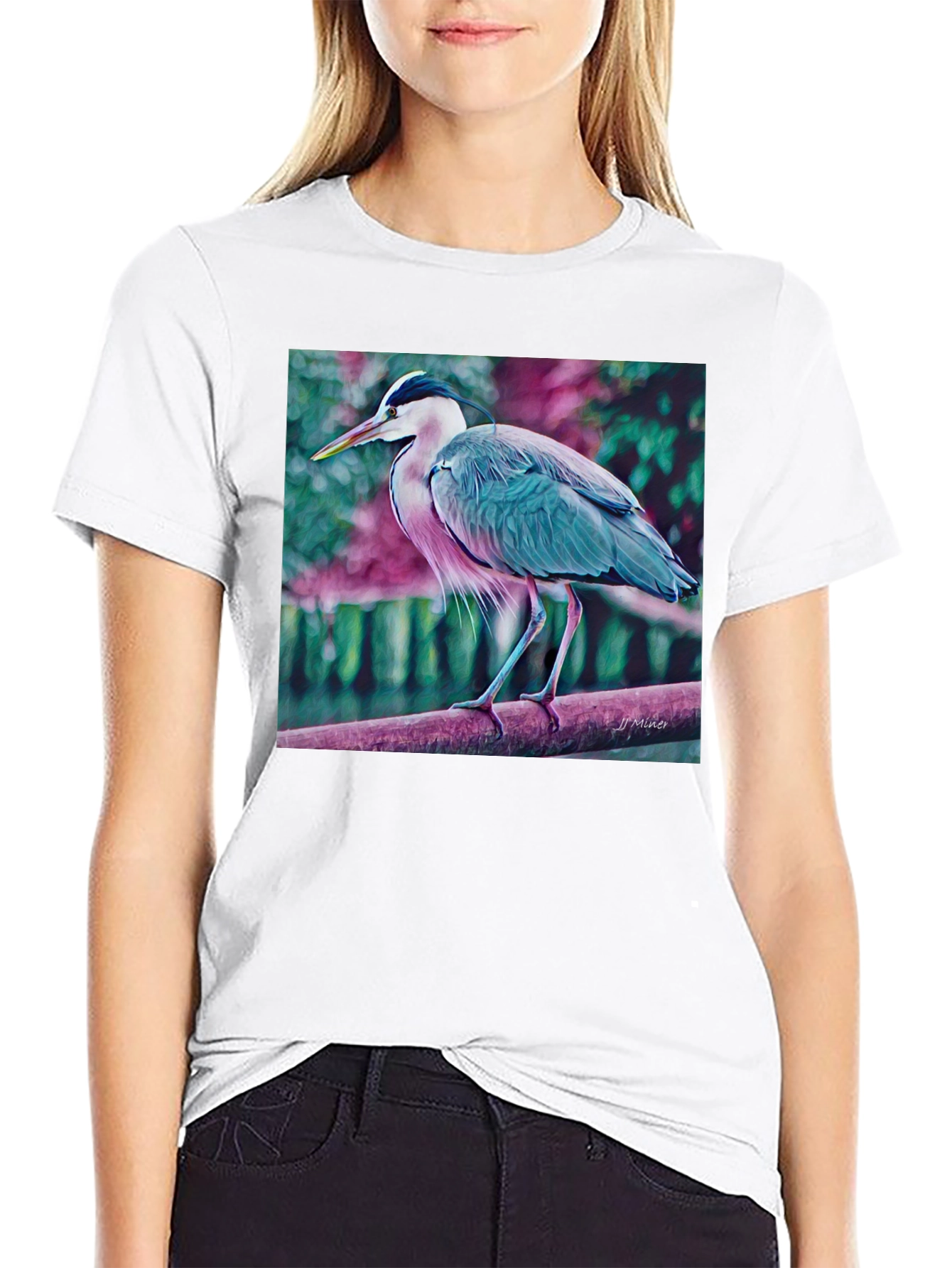 Heron Graphic T-Shirt - Nature Inspired Tee