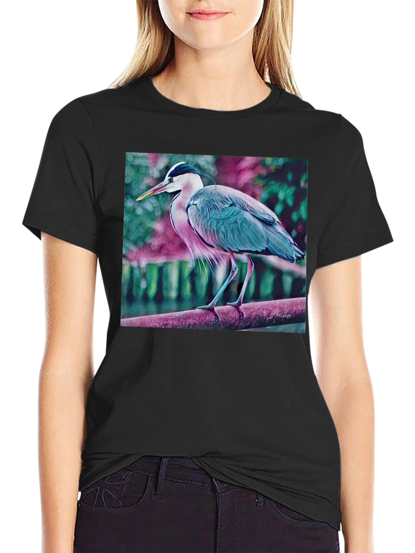 Heron Graphic T-Shirt - Nature Inspired Tee