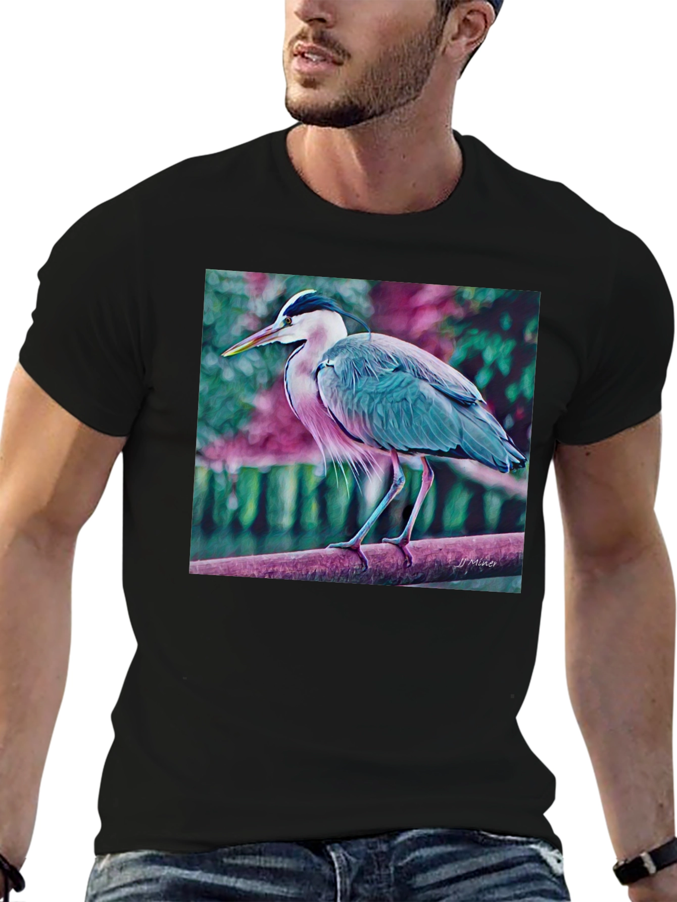Heron Graphic T-Shirt - Nature Inspired Tee
