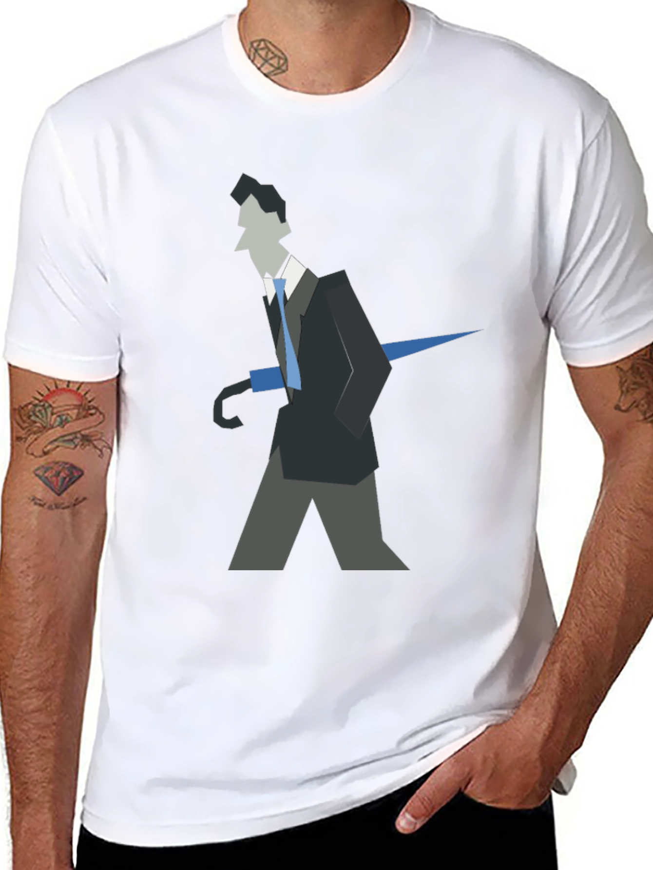 Geometric Man with Umbrella T-Shirt