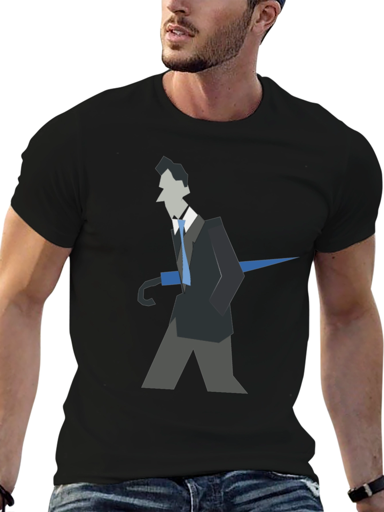 Geometric Man with Umbrella T-Shirt