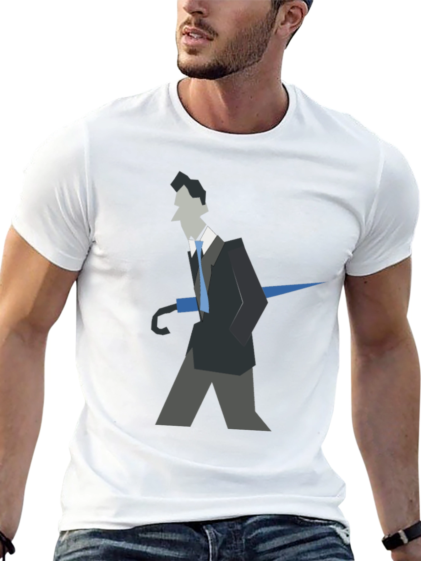 Geometric Man with Umbrella T-Shirt