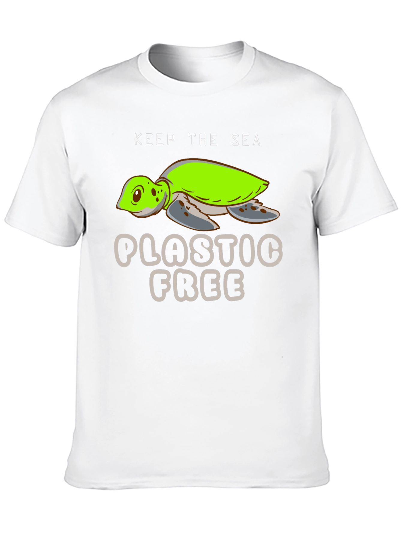 Keep The Sea Plastic Free Black Turtle Graphic T-Shirt