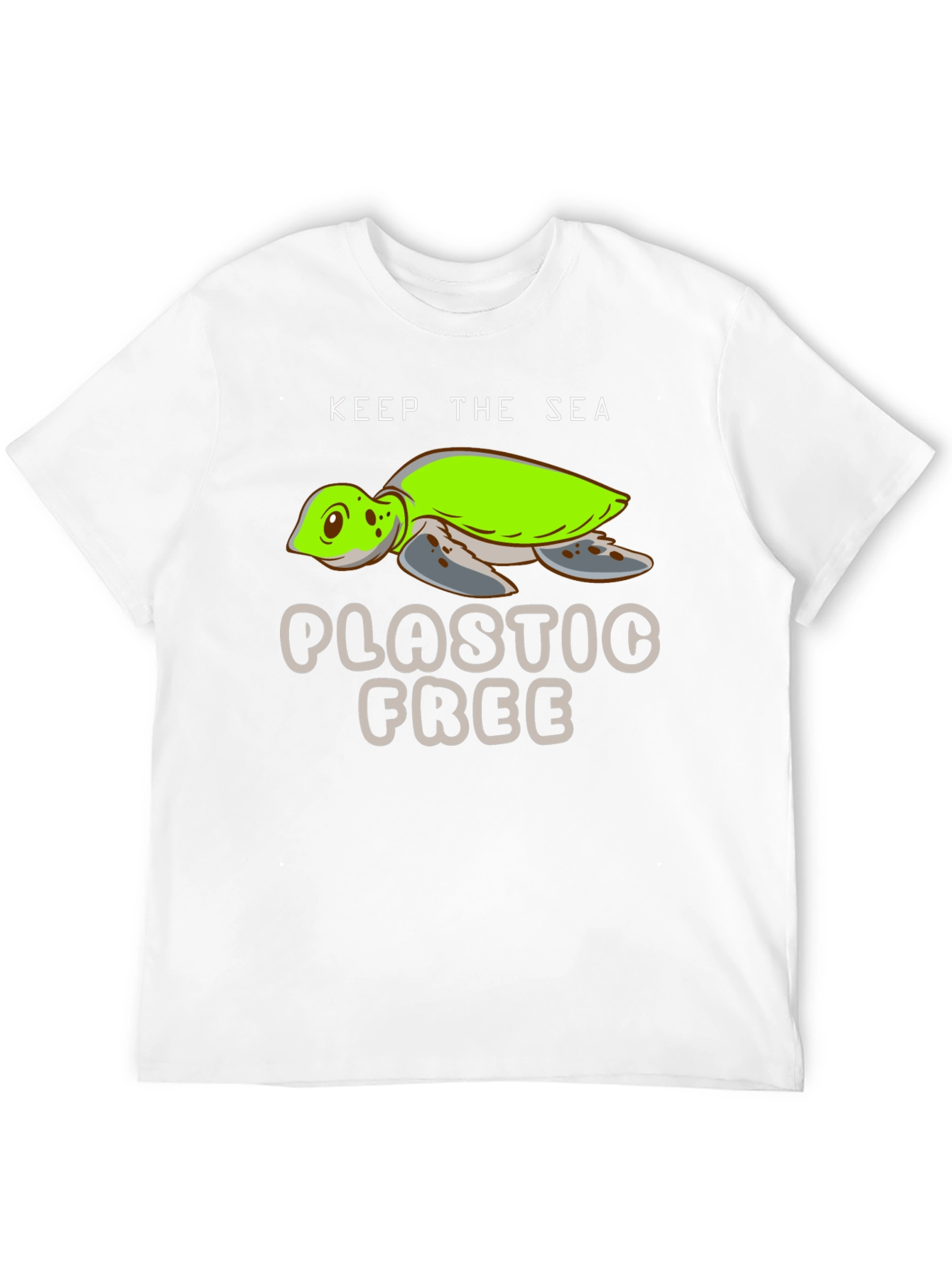 Keep The Sea Plastic Free Black Turtle Graphic T-Shirt