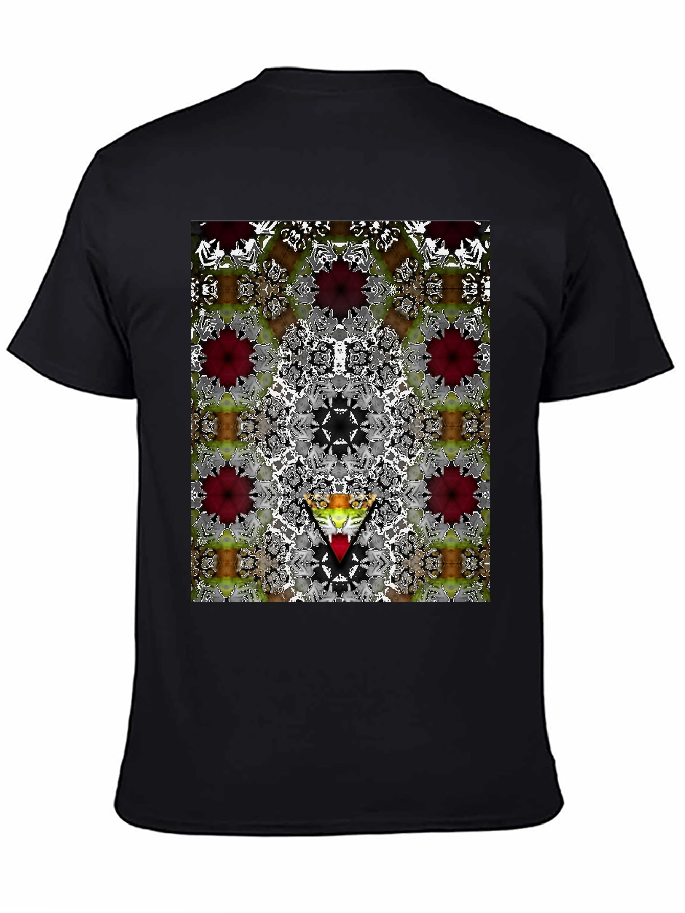Kaleidoscopic Graphic Print Black Tee