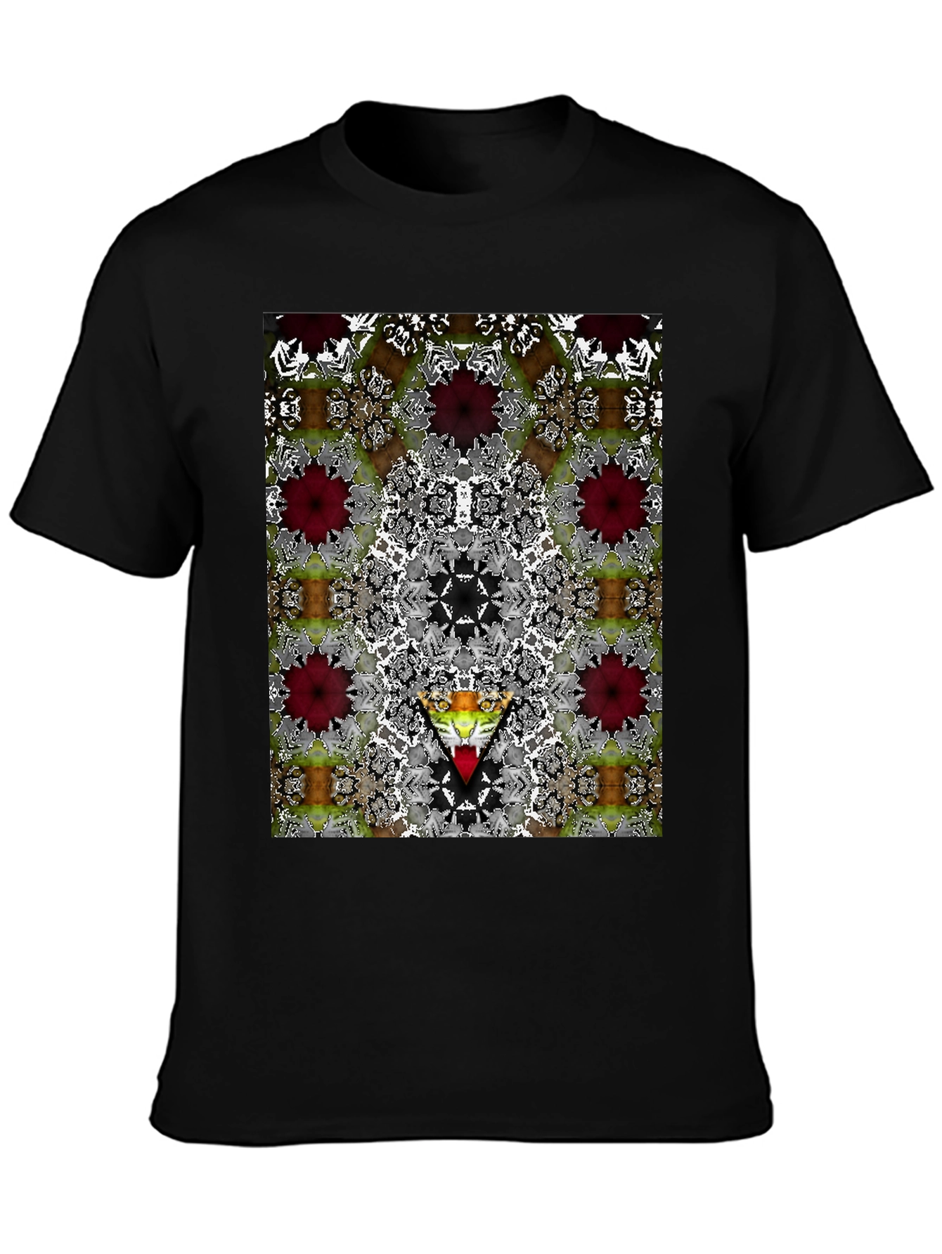 Kaleidoscopic Graphic Print Black Tee