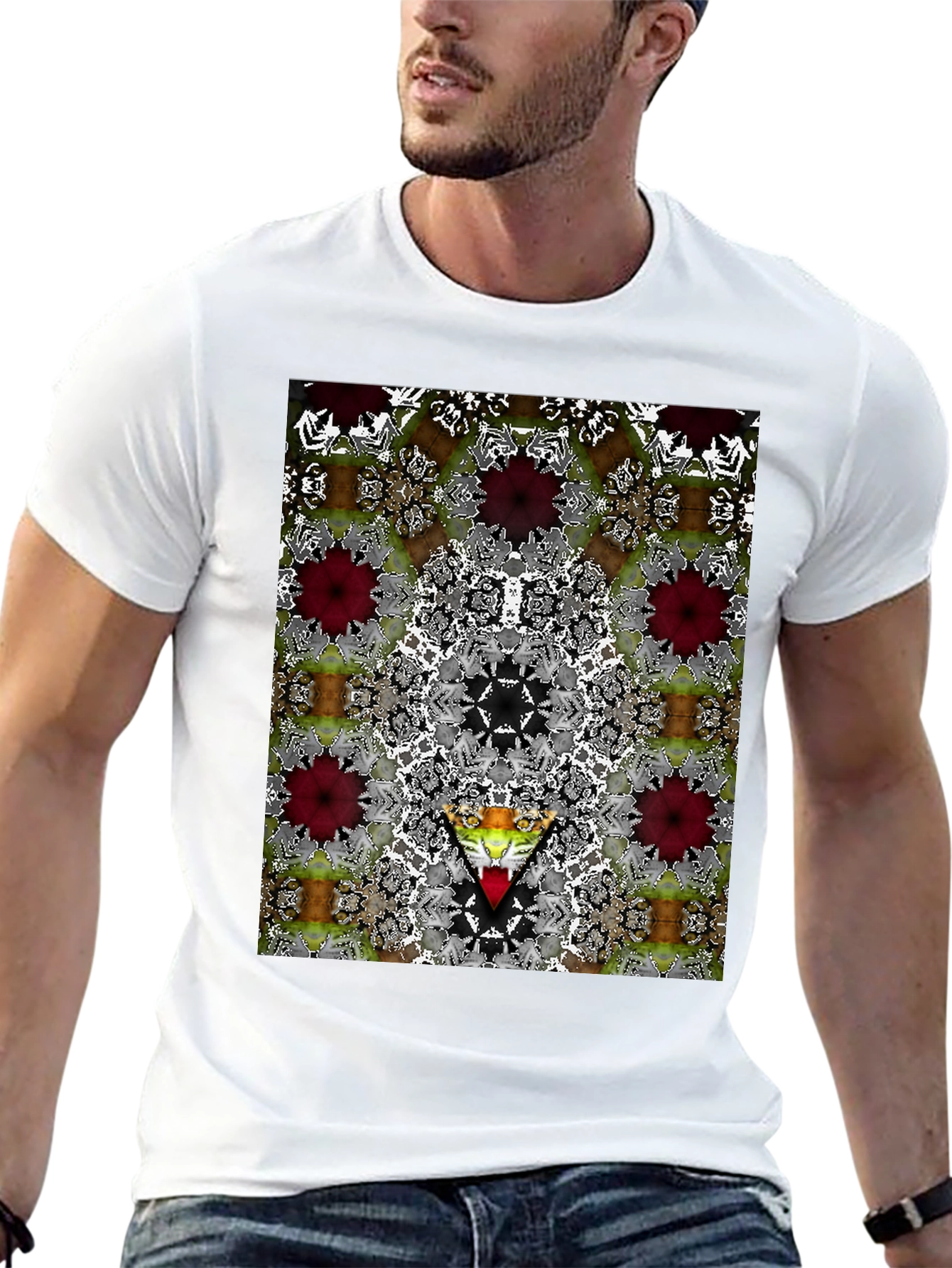 Kaleidoscopic Graphic Print Black Tee
