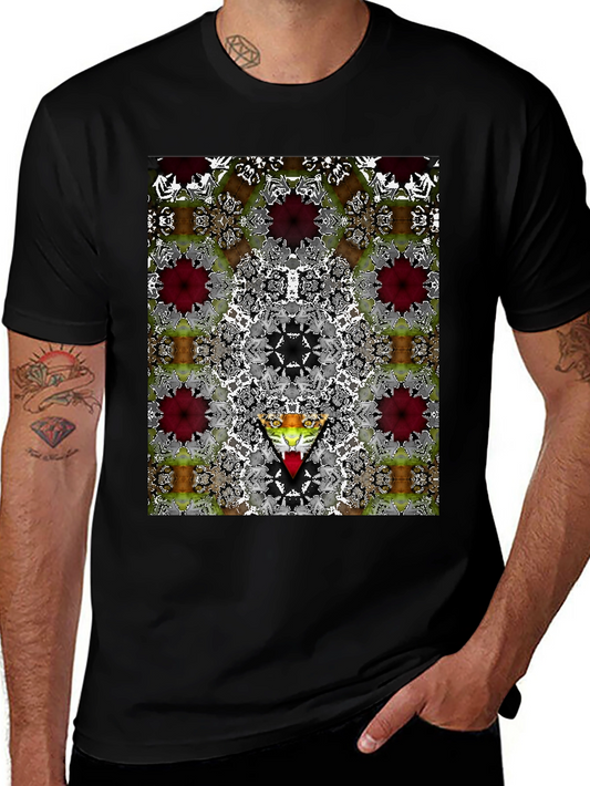 Kaleidoscopic Graphic Print Black Tee