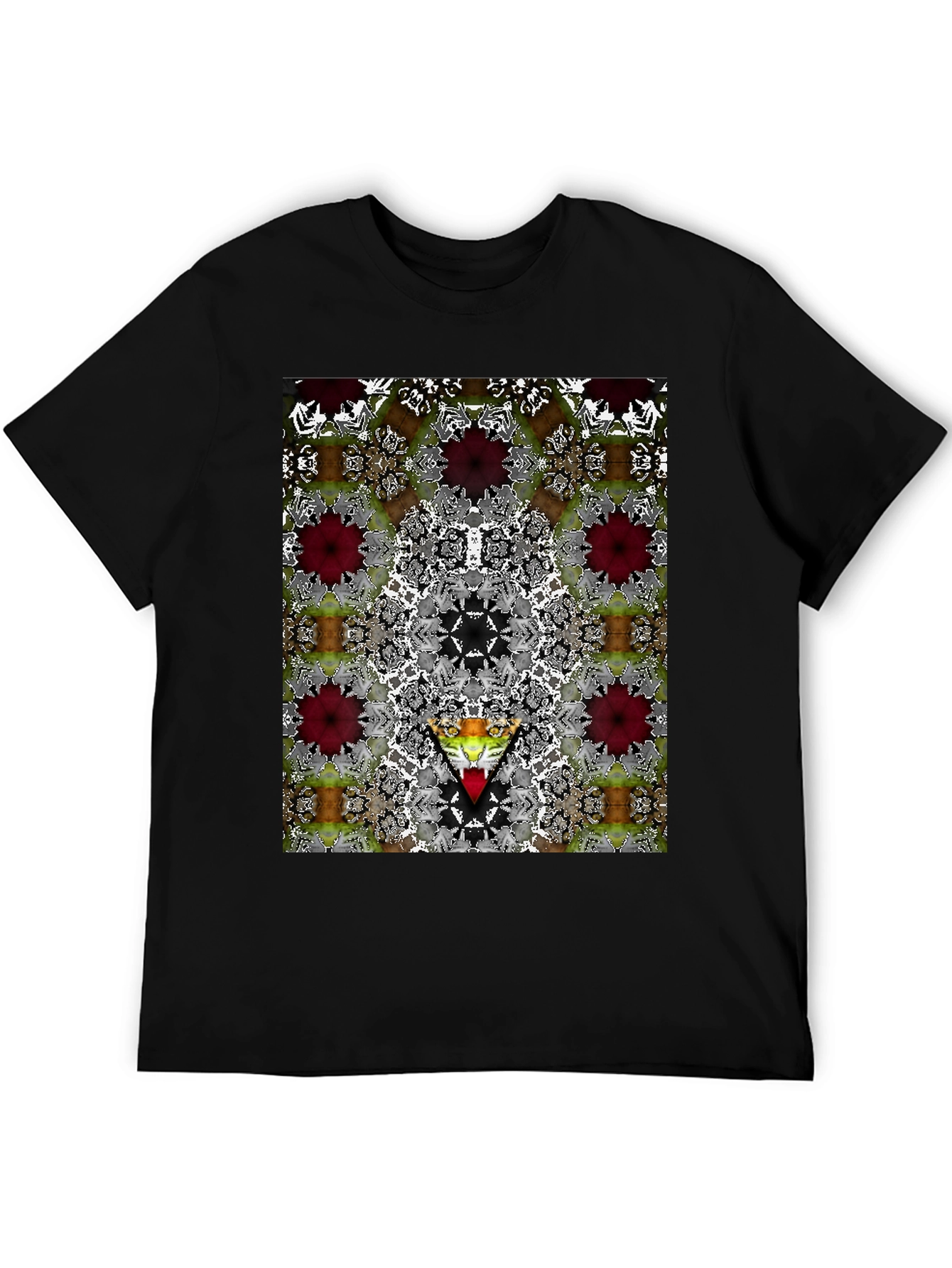 Kaleidoscopic Graphic Print Black Tee