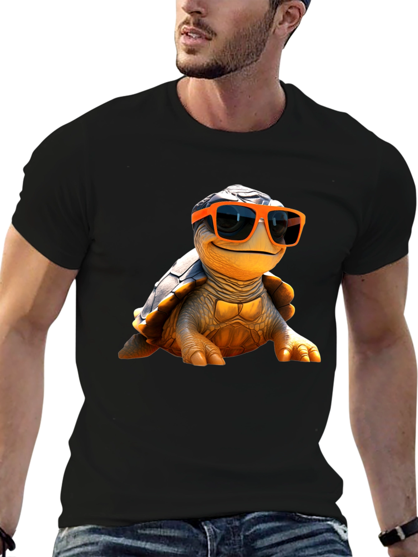 Cool Turtle Graphic Tee - Black Cotton T-Shirt