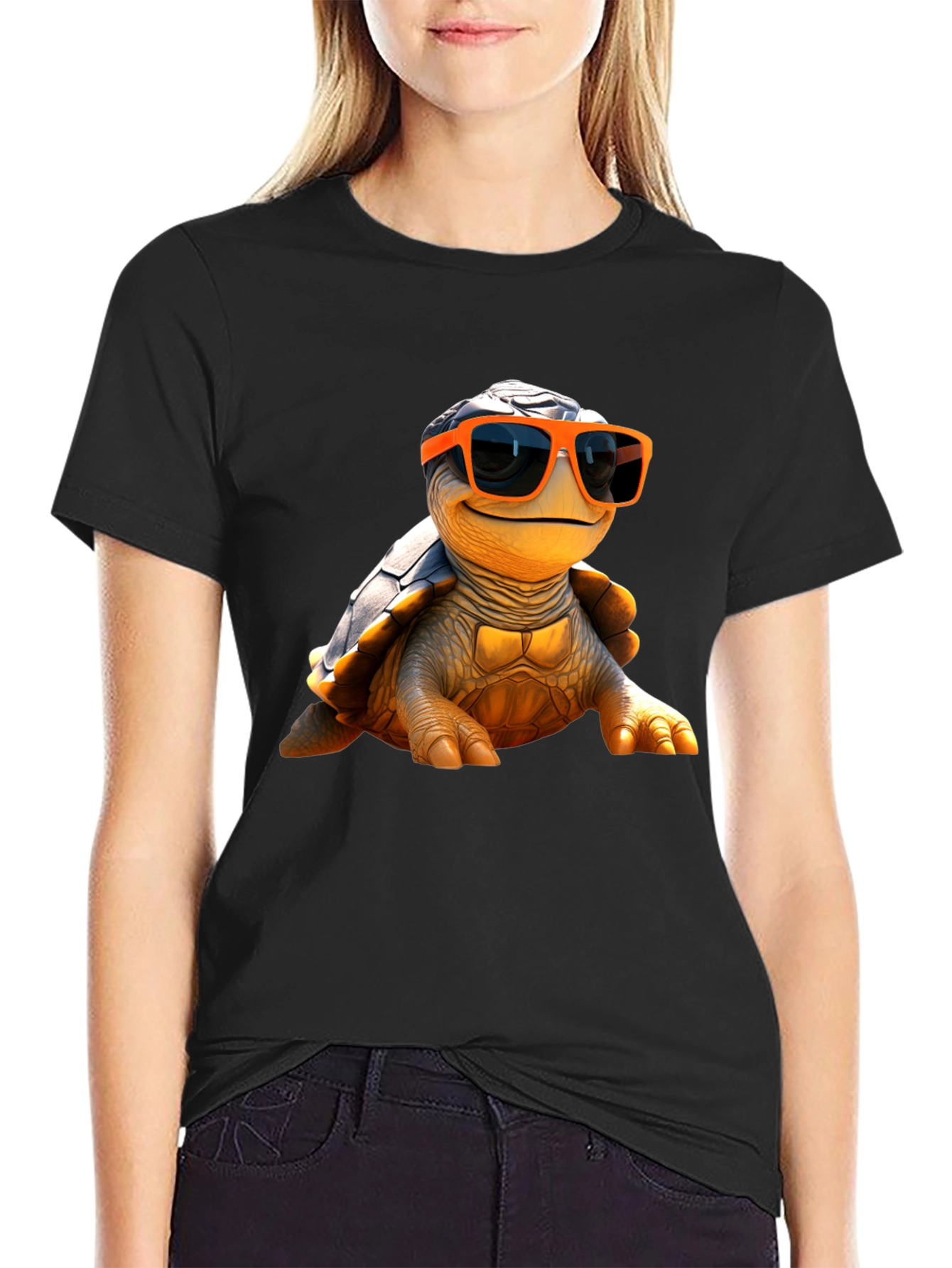 Cool Turtle Graphic Tee - Black Cotton T-Shirt
