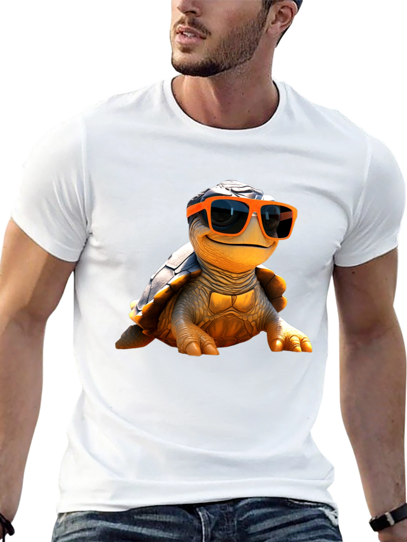 Cool Turtle Graphic Tee - Black Cotton T-Shirt