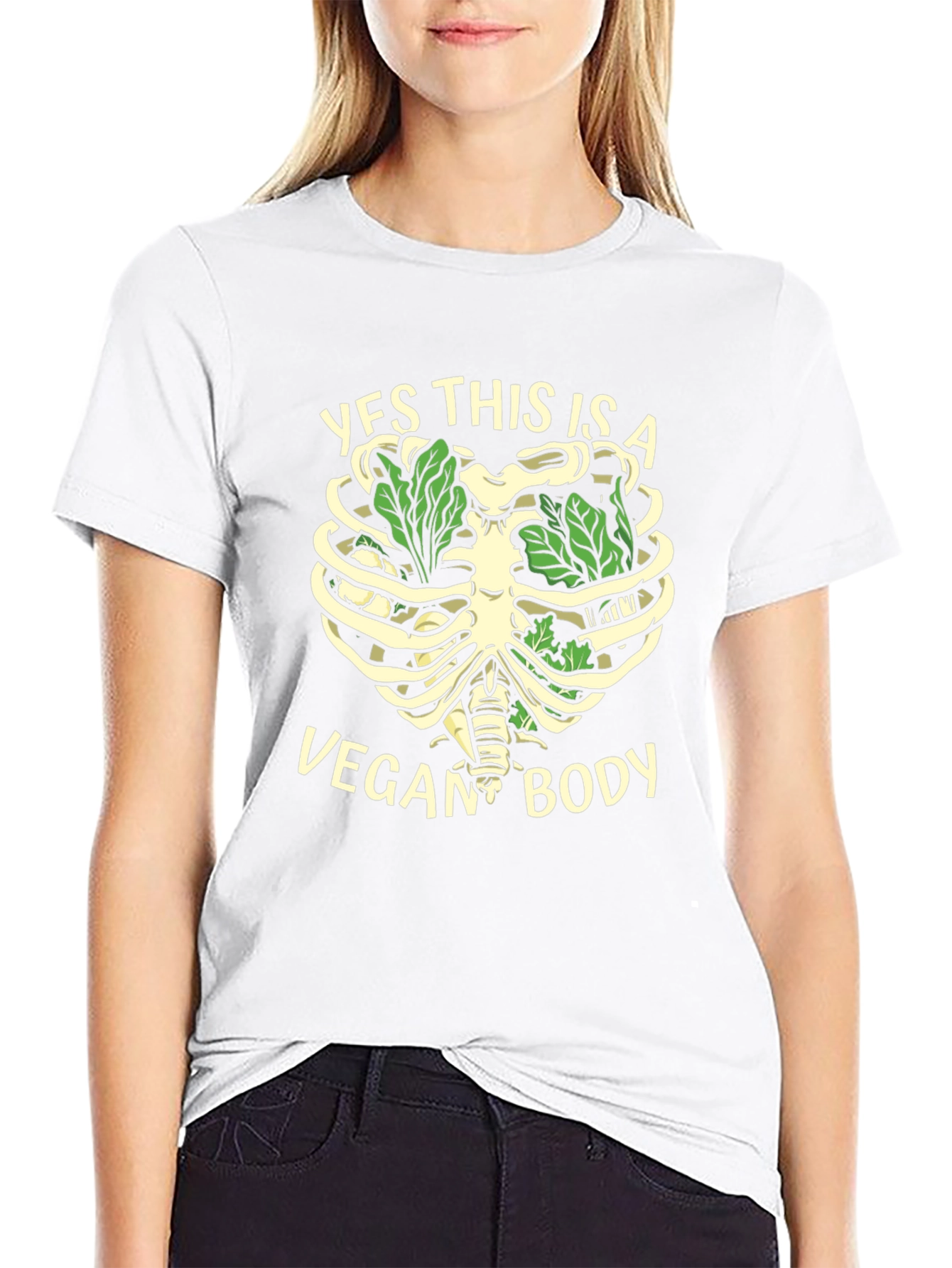 Vegan Body T-Shirt - Rib Cage Lettuce Design