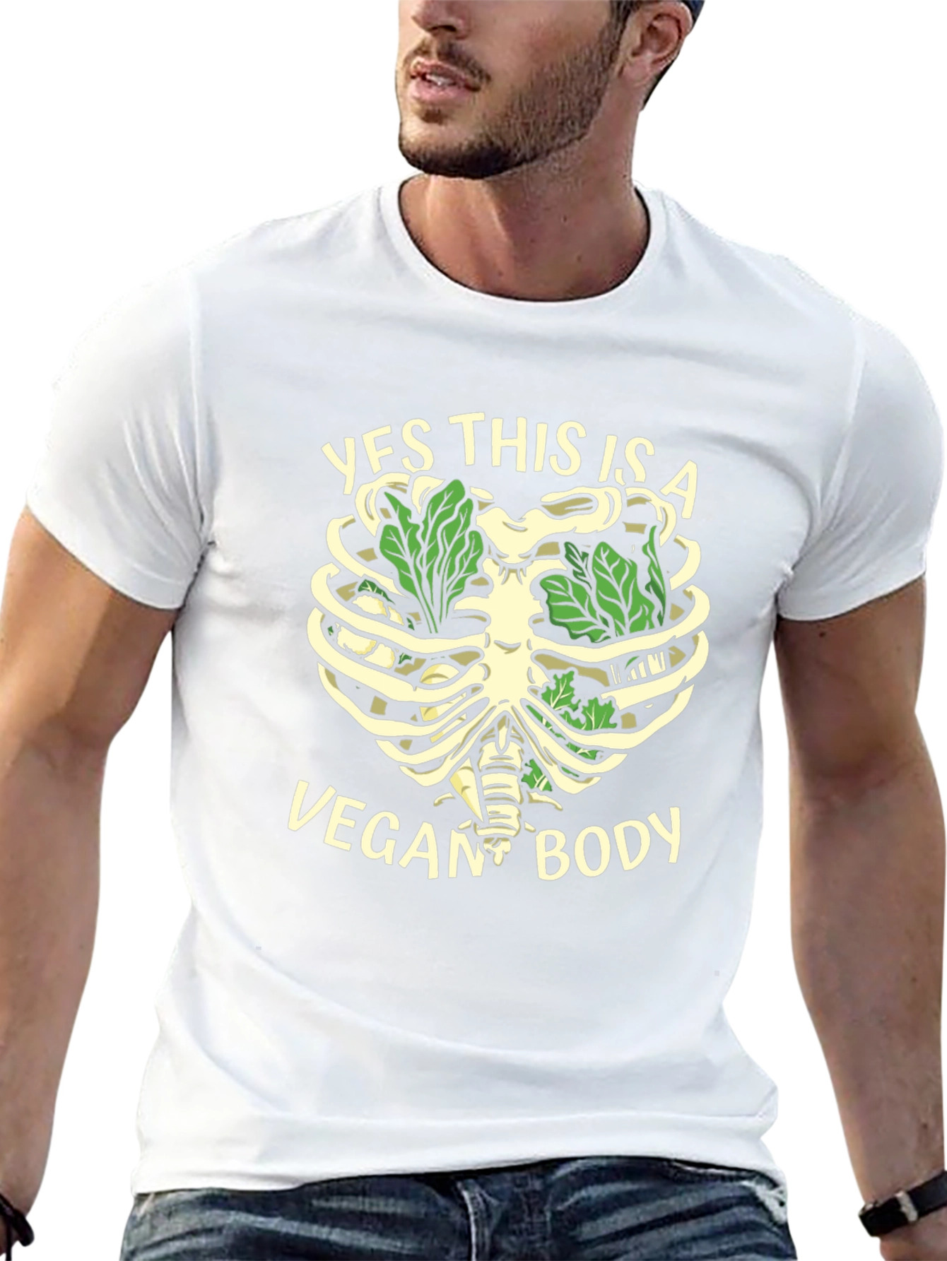Vegan Body T-Shirt - Rib Cage Lettuce Design