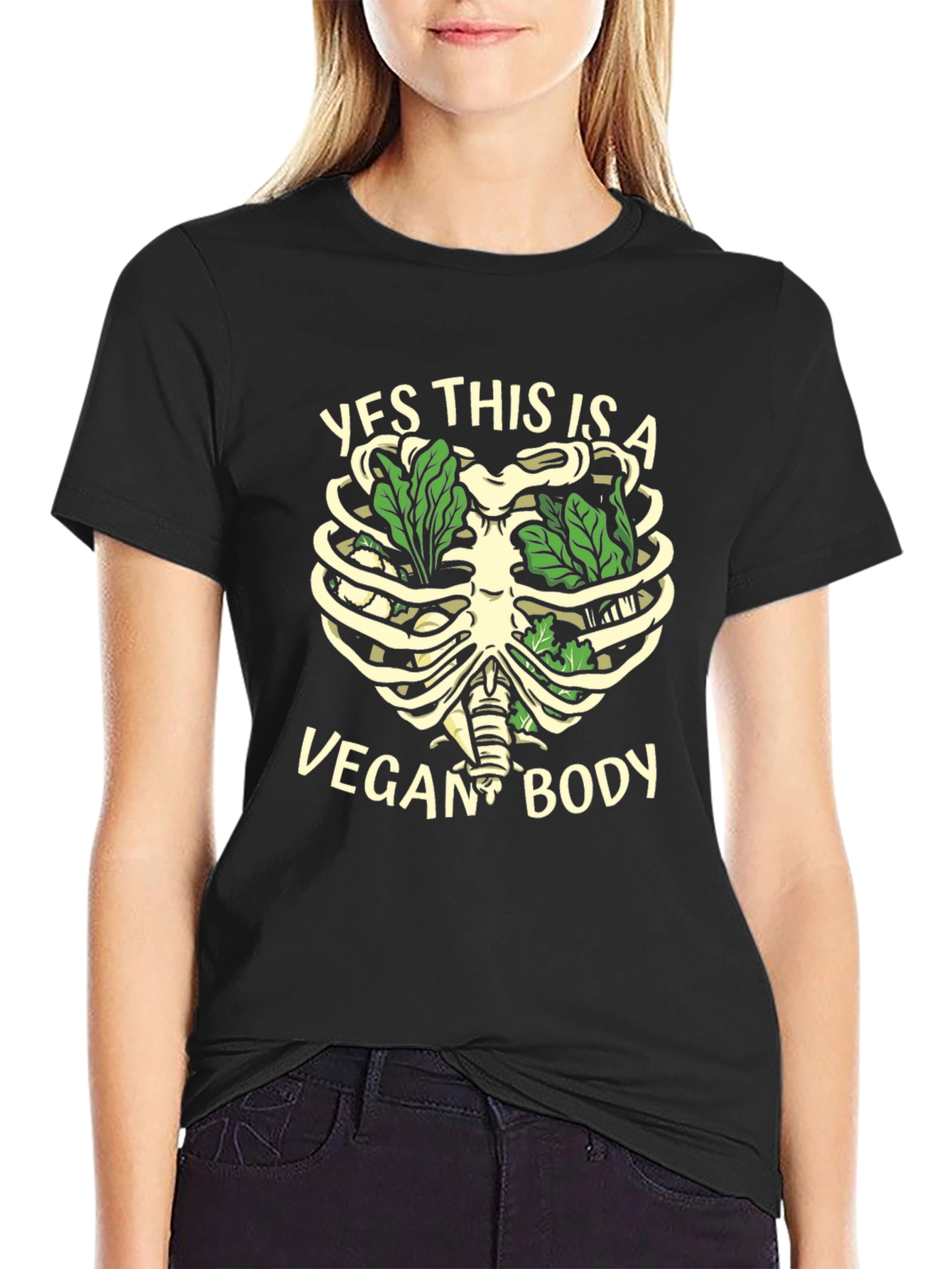 Vegan Body T-Shirt - Rib Cage Lettuce Design