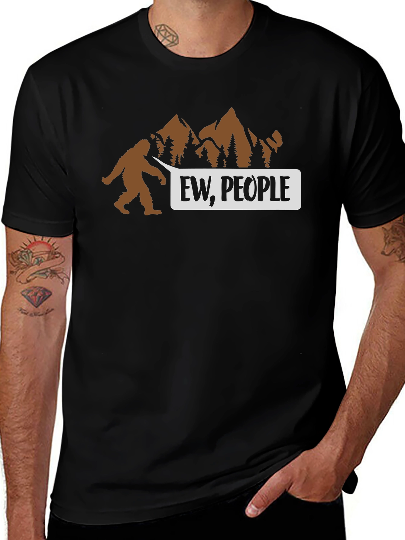 Ew People Sasquatch Graphic Tee - Black Cotton T-Shirt
