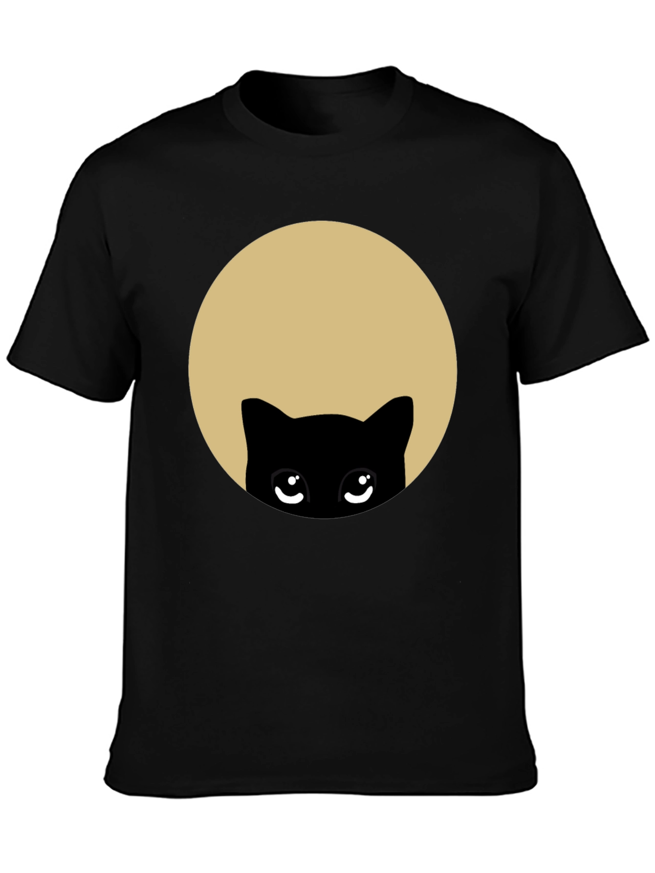Cute Peekaboo Cat Graphic T-Shirt - Black