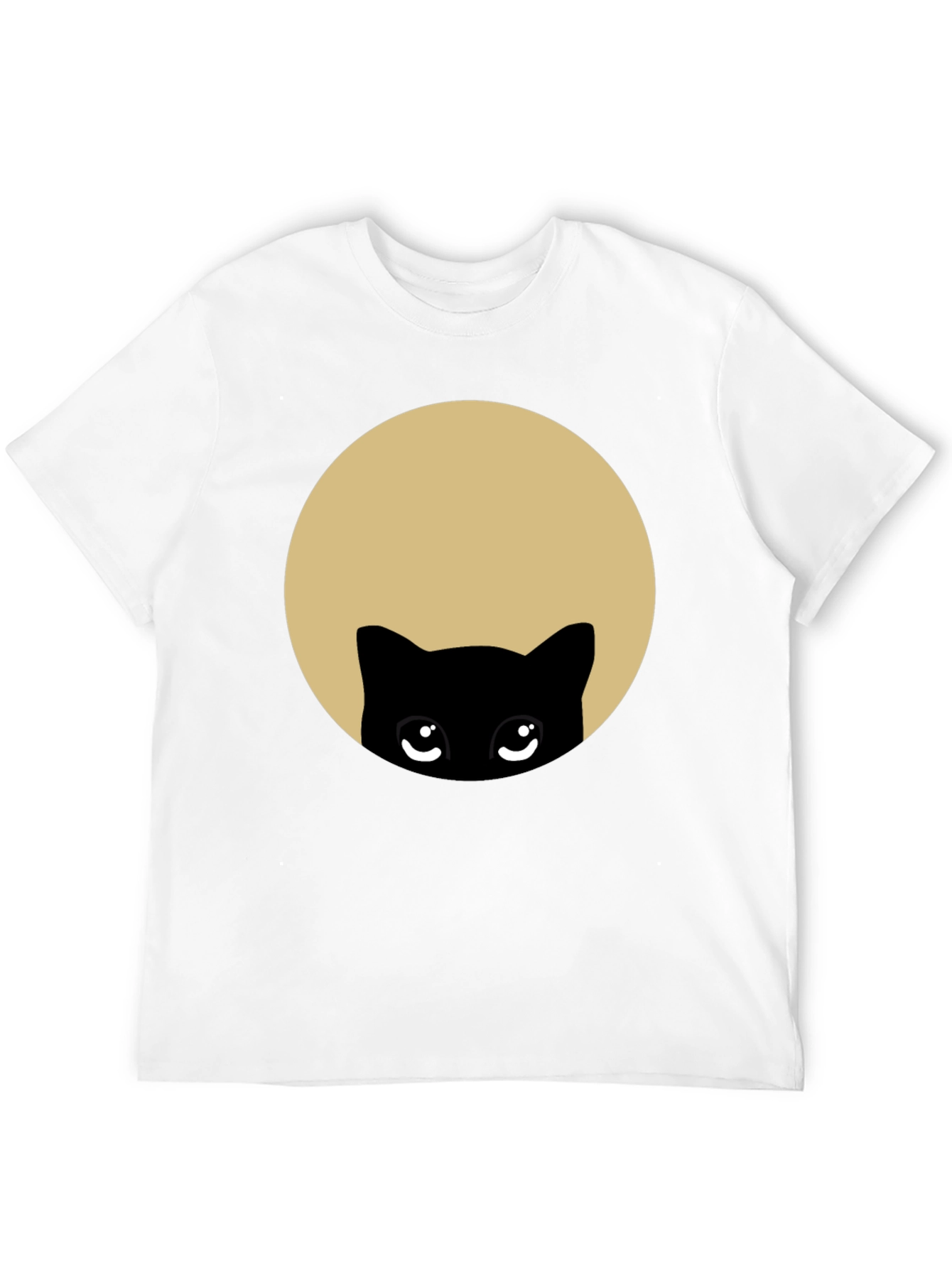 Cute Peekaboo Cat Graphic T-Shirt - Black