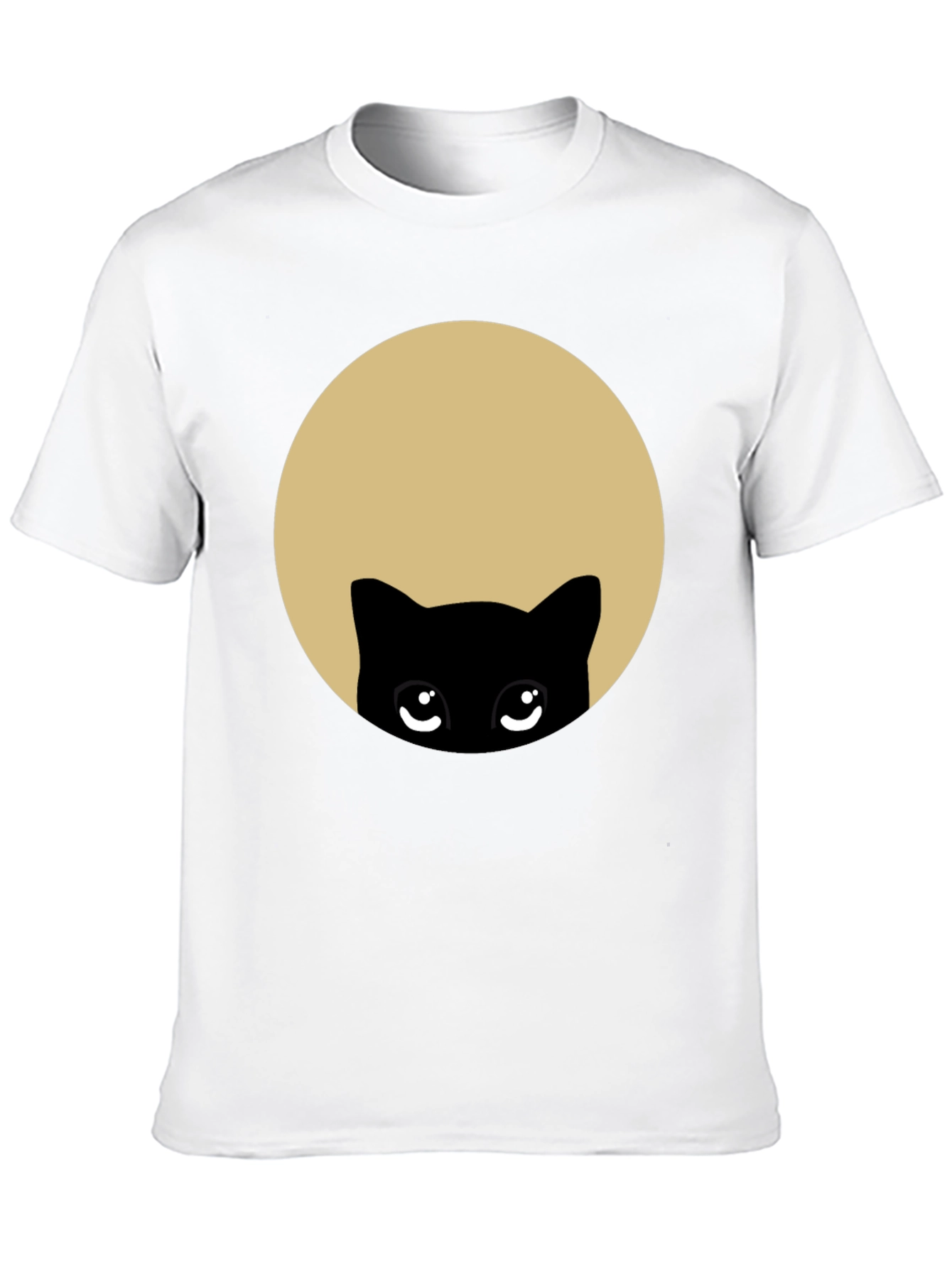 Cute Peekaboo Cat Graphic T-Shirt - Black