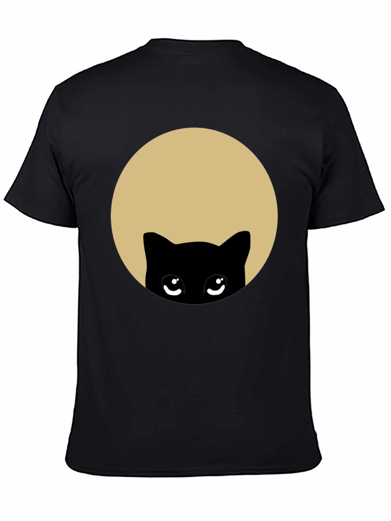 Cute Peekaboo Cat Graphic T-Shirt - Black