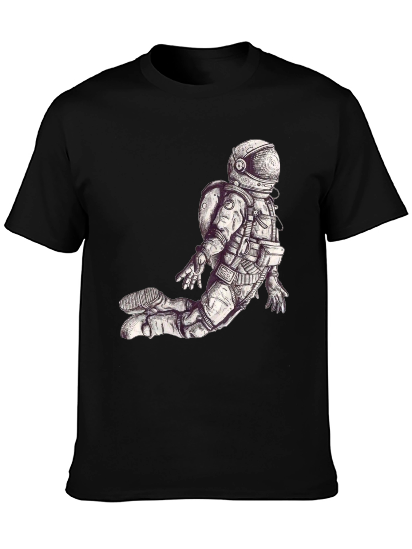 Astronaut Graphic Print Black T-Shirt