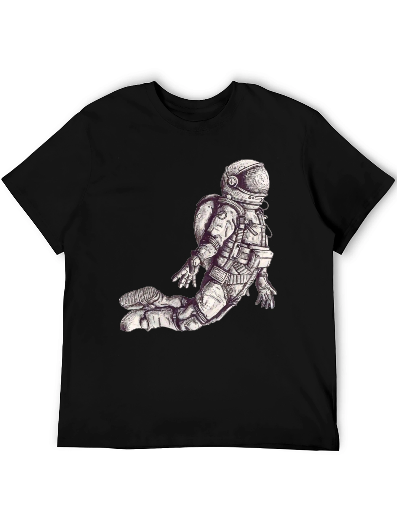 Astronaut Graphic Print Black T-Shirt