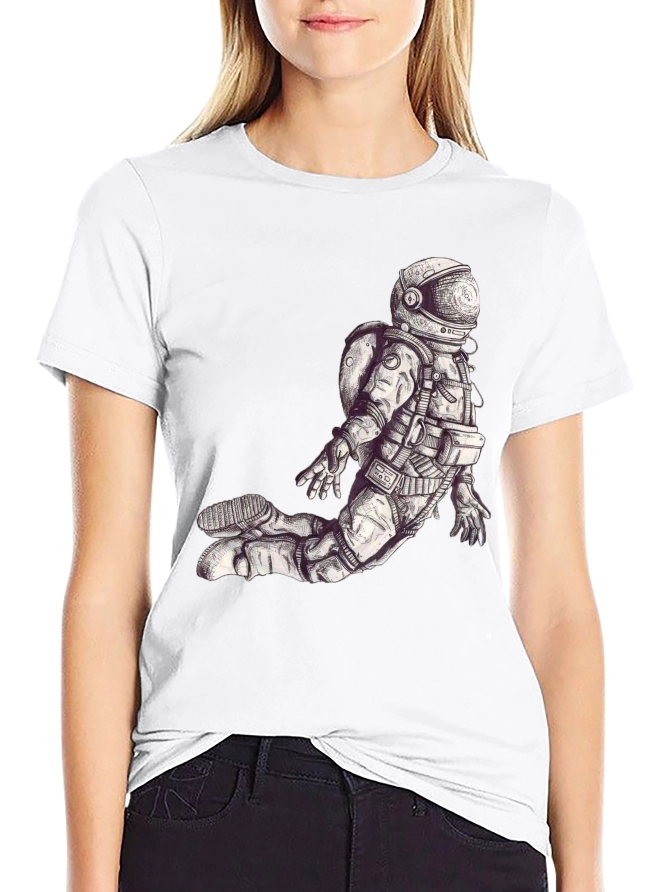 Astronaut Graphic Print Black T-Shirt