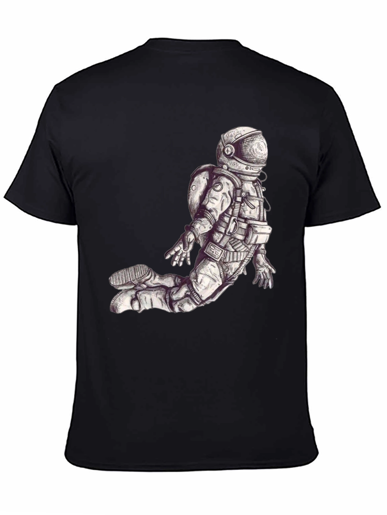 Astronaut Graphic Print Black T-Shirt