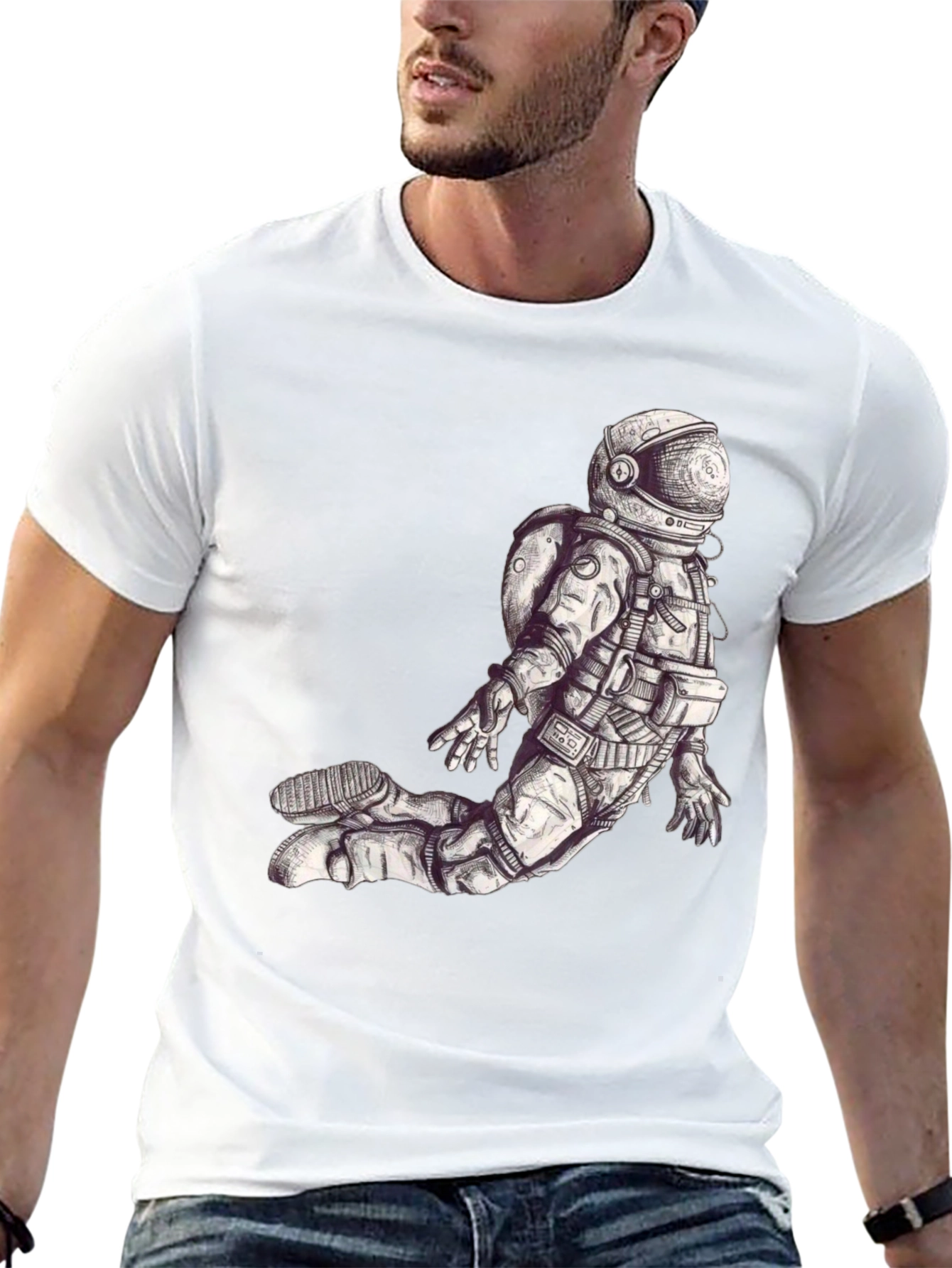 Astronaut Graphic Print Black T-Shirt