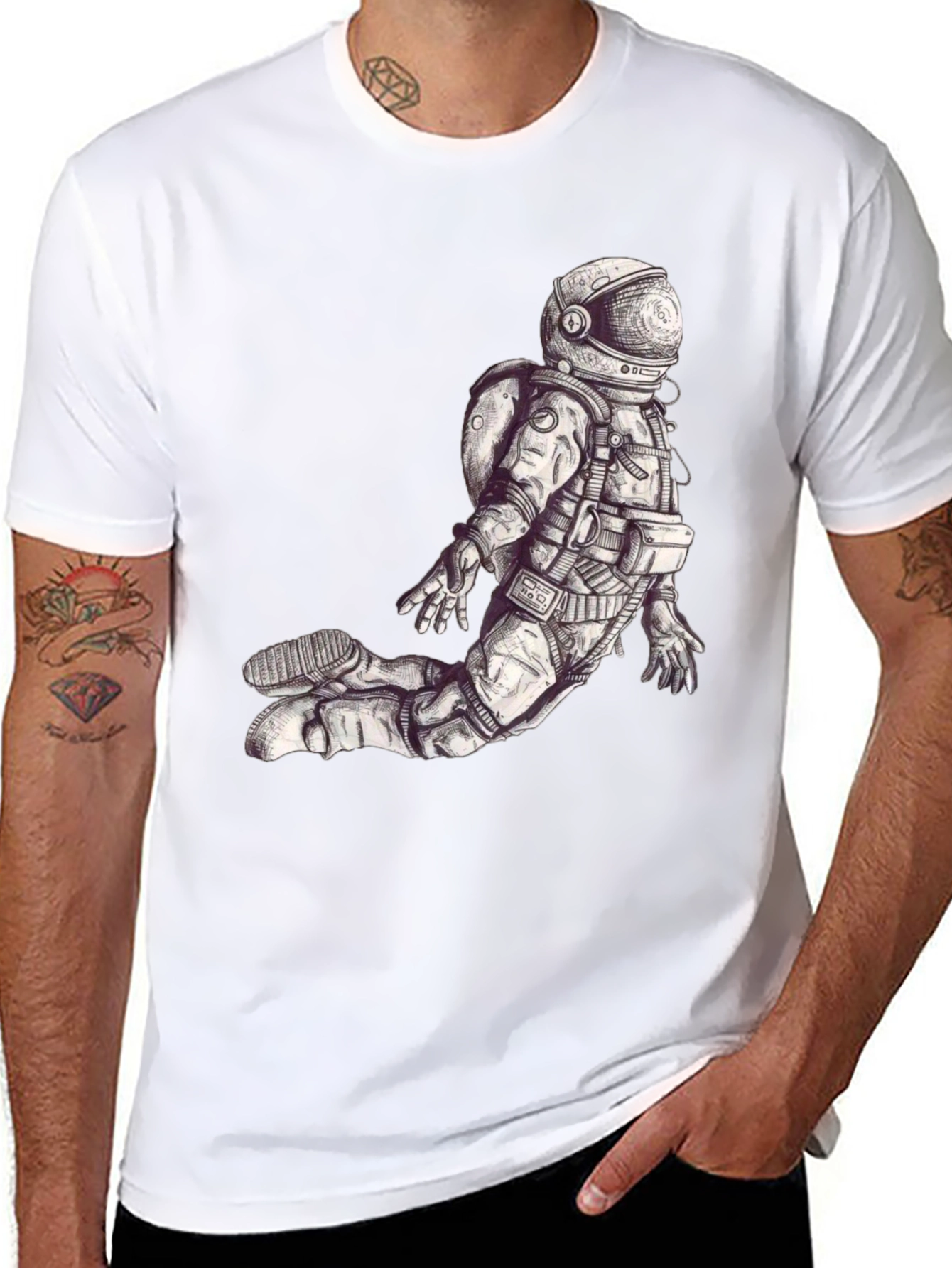 Astronaut Graphic Print Black T-Shirt