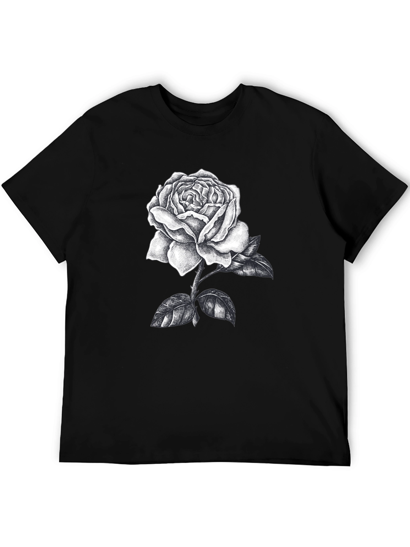 Rose Graphic Print Black T-Shirt