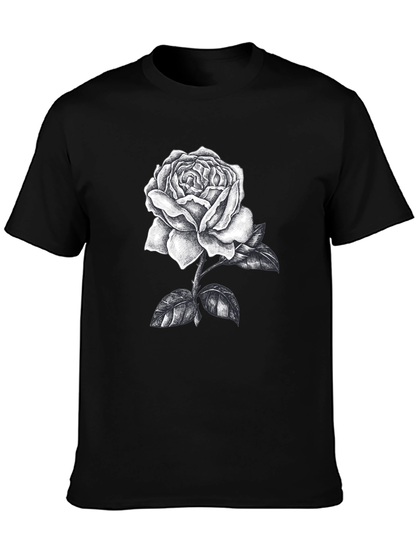 Rose Graphic Print Black T-Shirt