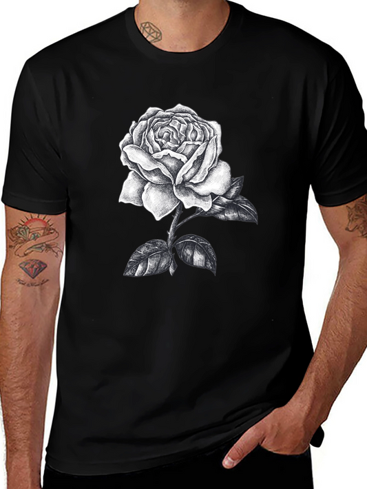 Rose Graphic Print Black T-Shirt