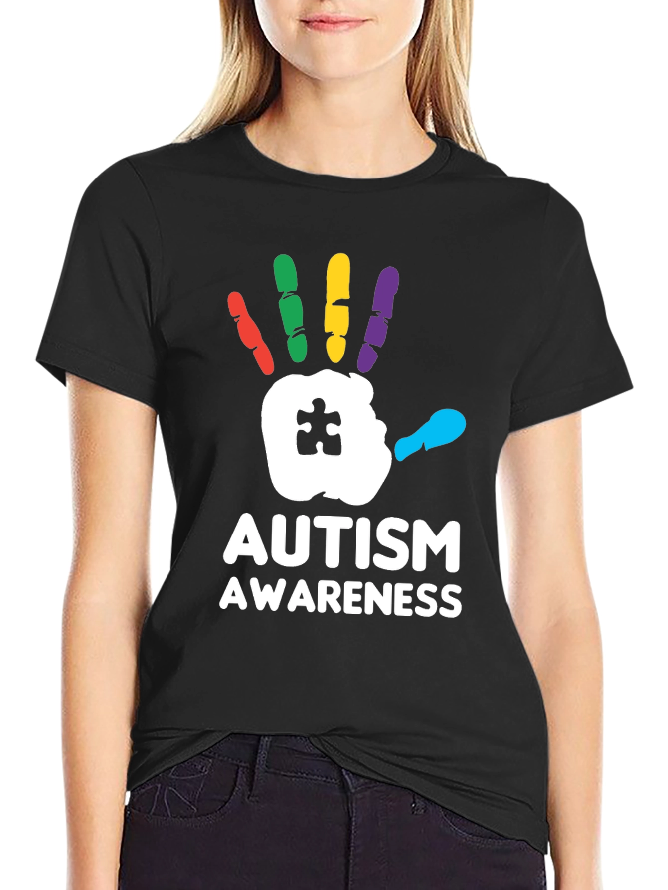 Autism Awareness Handprint Graphic T-Shirt