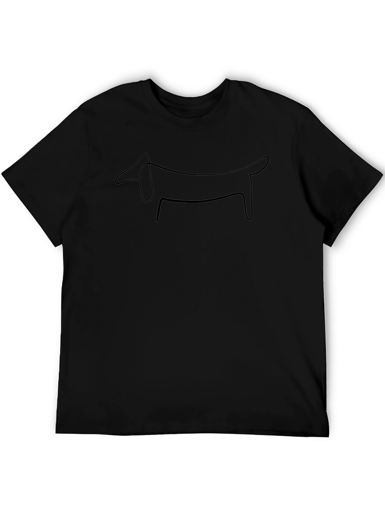 Minimalist Dachshund Line Art Black T-Shirt