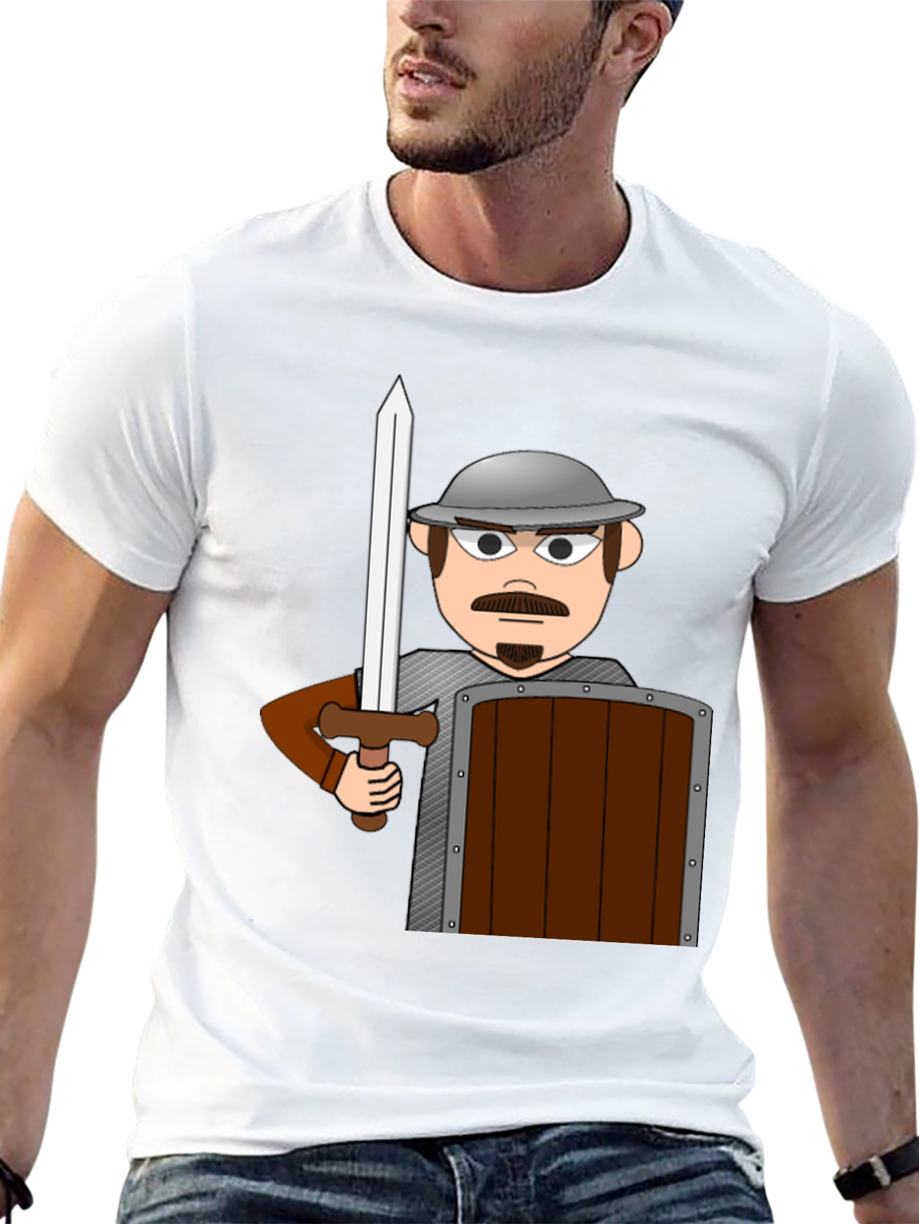Cartoon Warrior T-Shirt - Novelty Graphic Tee