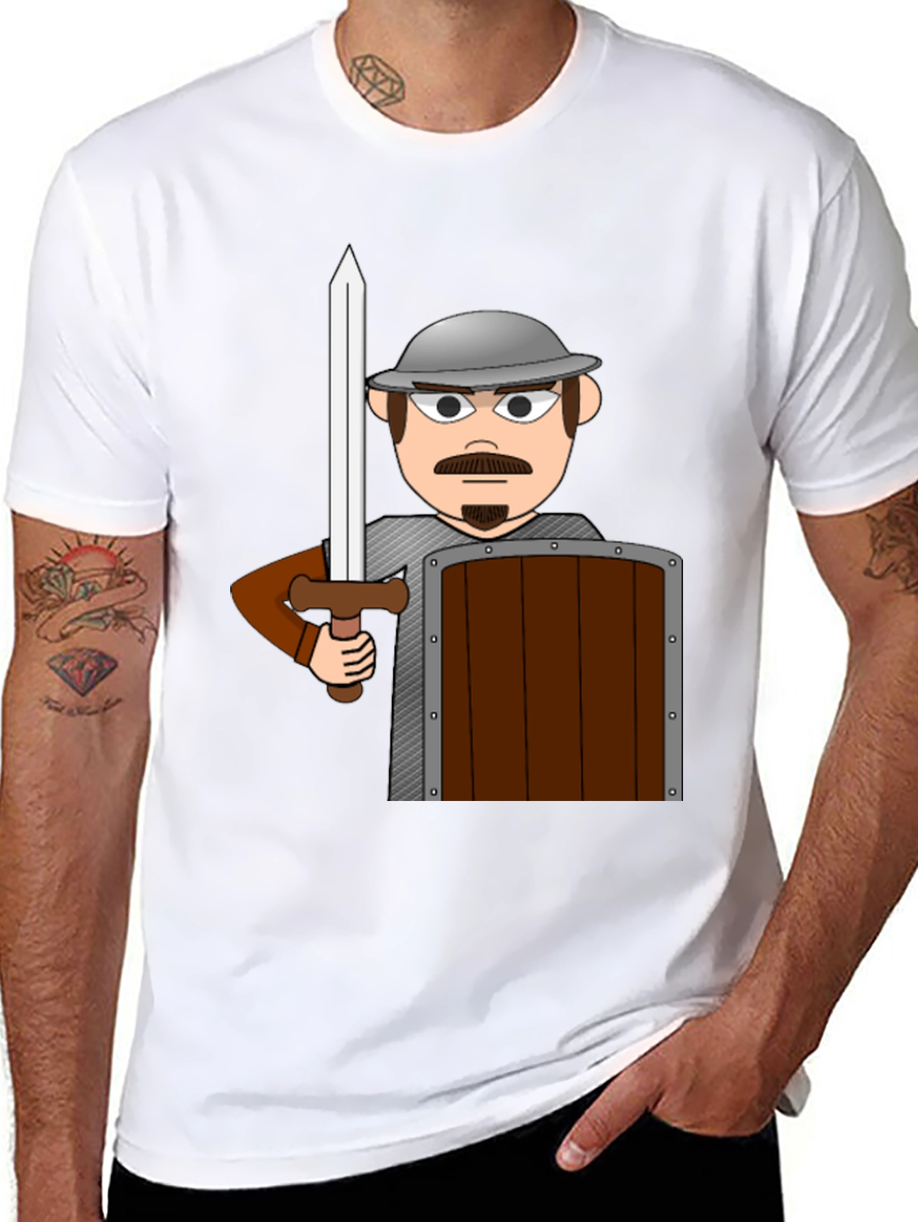 Cartoon Warrior T-Shirt - Novelty Graphic Tee