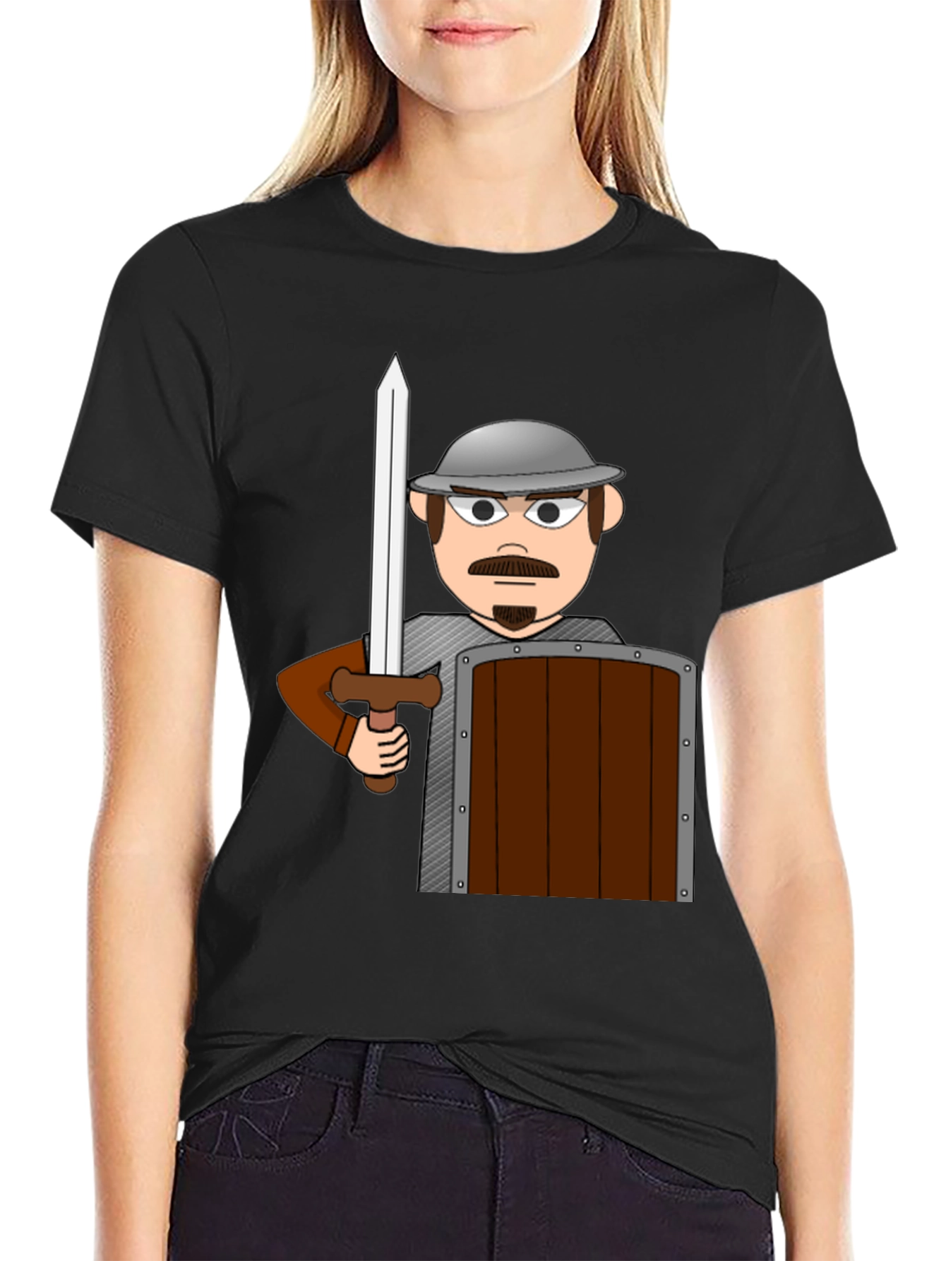 Cartoon Warrior T-Shirt - Novelty Graphic Tee