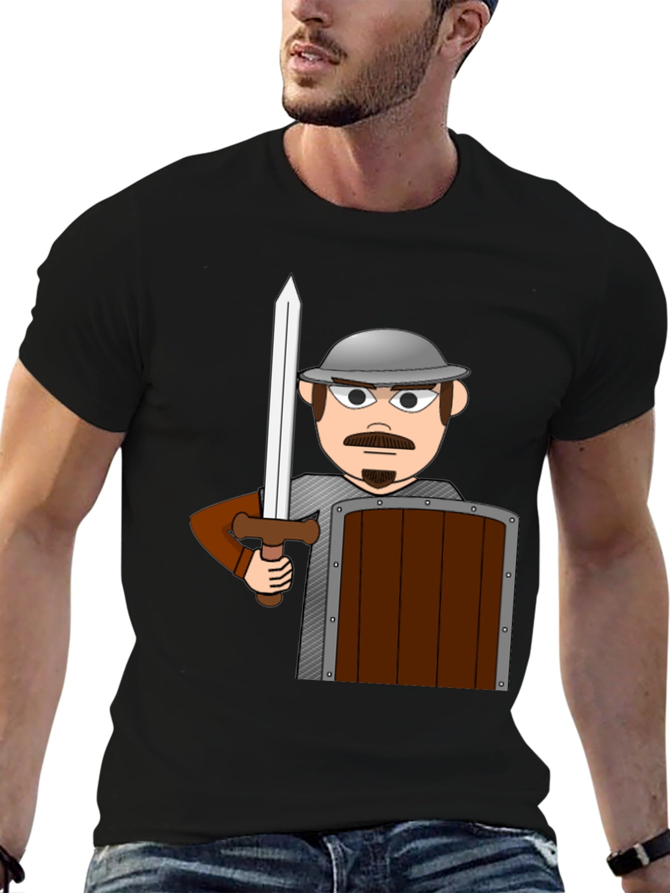 Cartoon Warrior T-Shirt - Novelty Graphic Tee