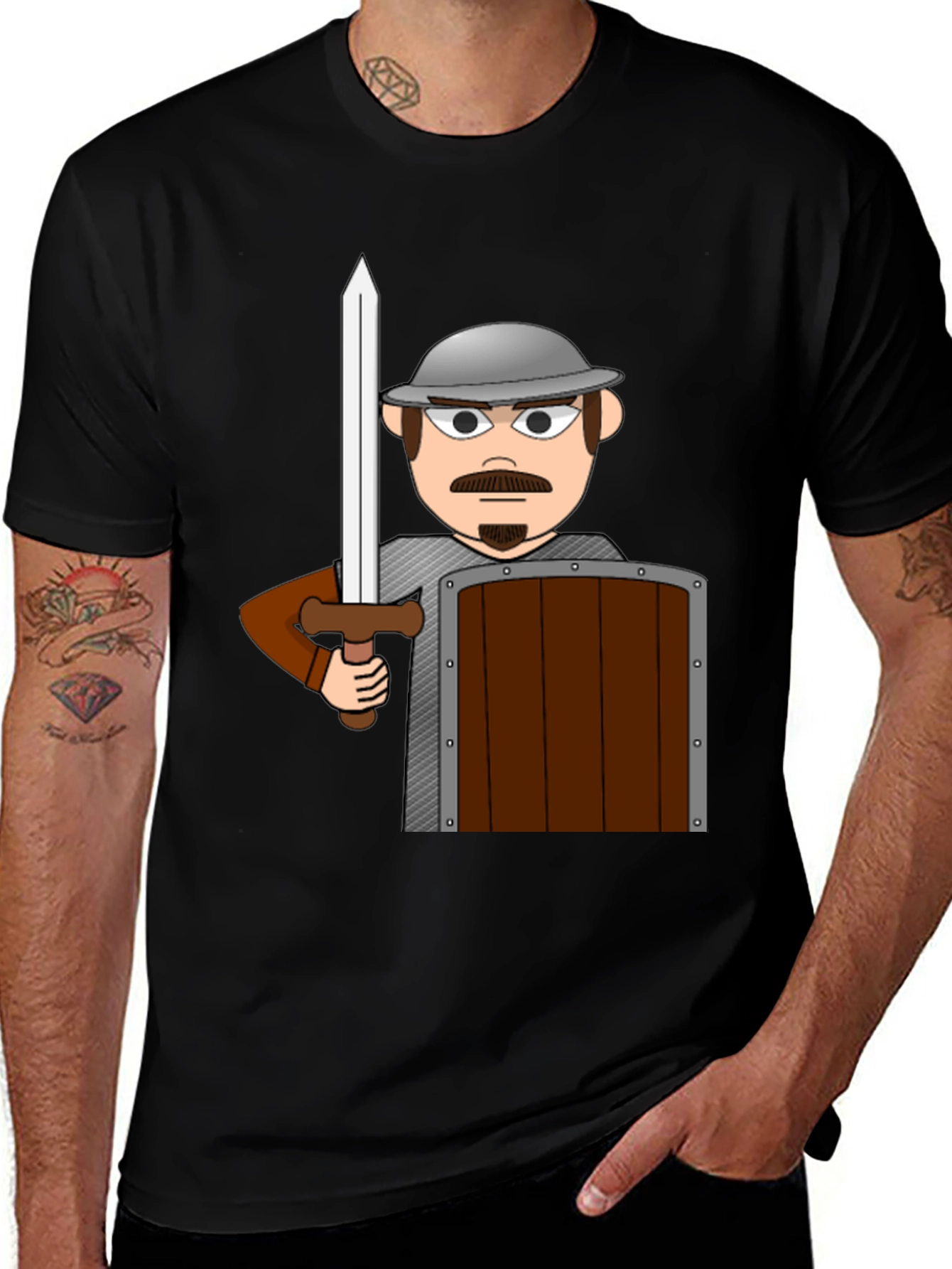Cartoon Warrior T-Shirt - Novelty Graphic Tee