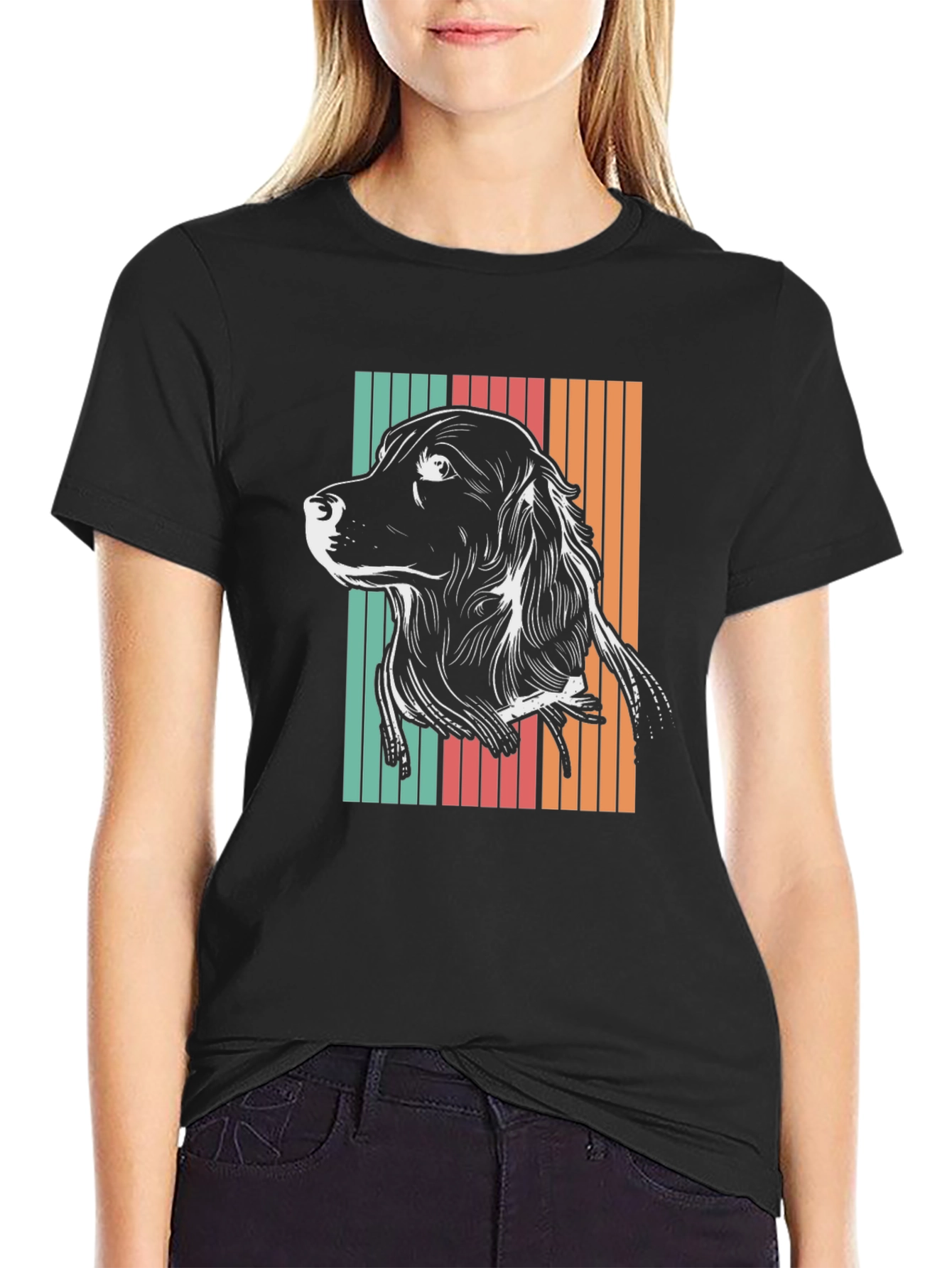 Retro Dog Graphic Tee - Black Unisex T-Shirt