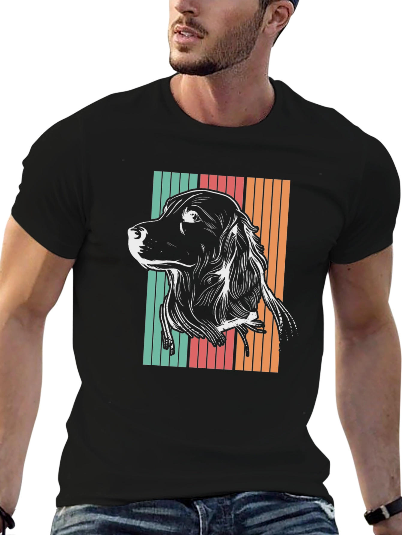 Retro Dog Graphic Tee - Black Unisex T-Shirt