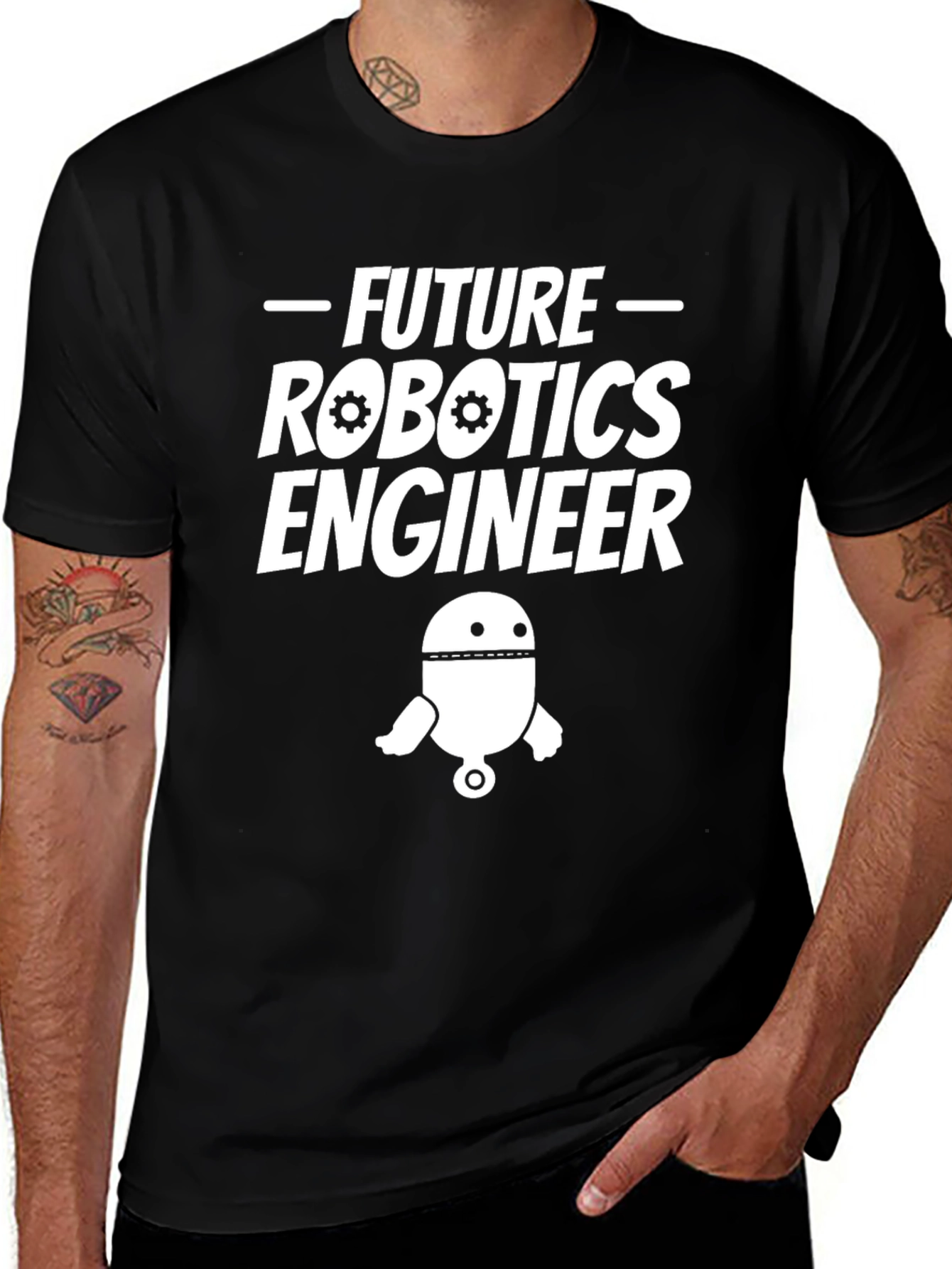 Future Robotics Engineer Black T-Shirt